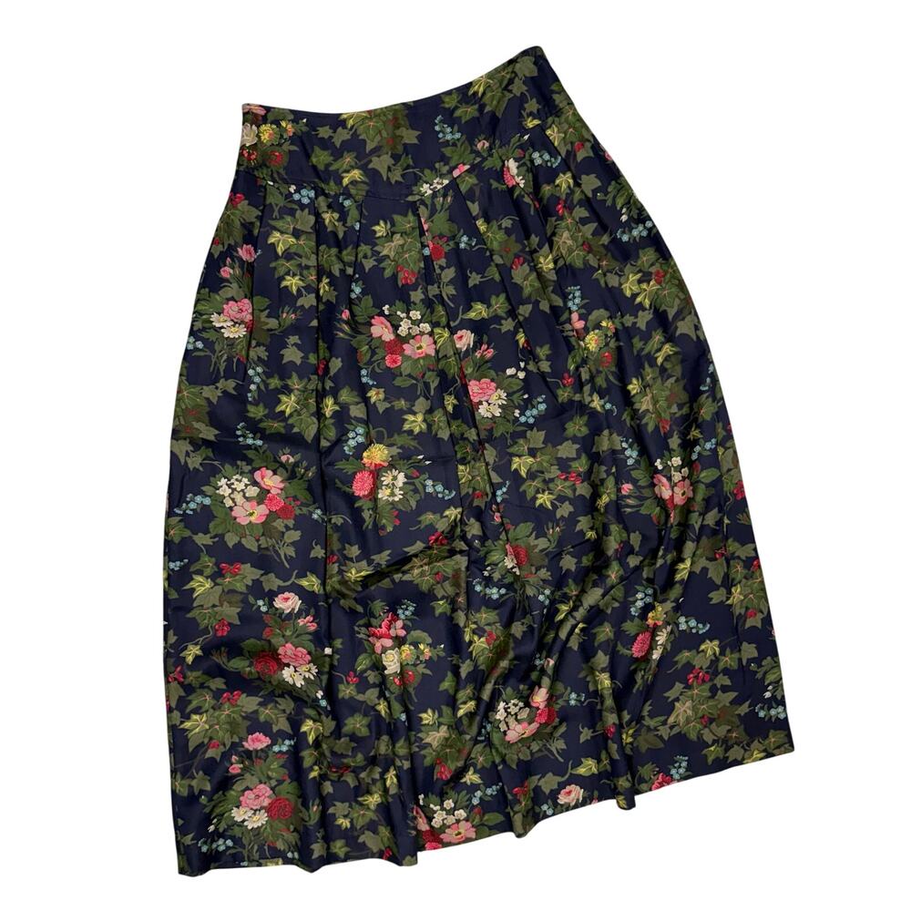 Herman Geist Floral Midi Skirt 12 Basque Waist